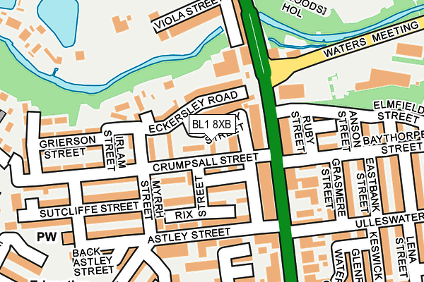 BL1 8XB map - OS OpenMap – Local (Ordnance Survey)