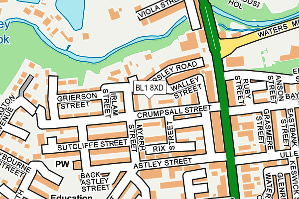 BL1 8XD map - OS OpenMap – Local (Ordnance Survey)
