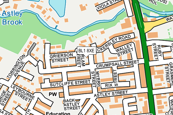 BL1 8XE map - OS OpenMap – Local (Ordnance Survey)