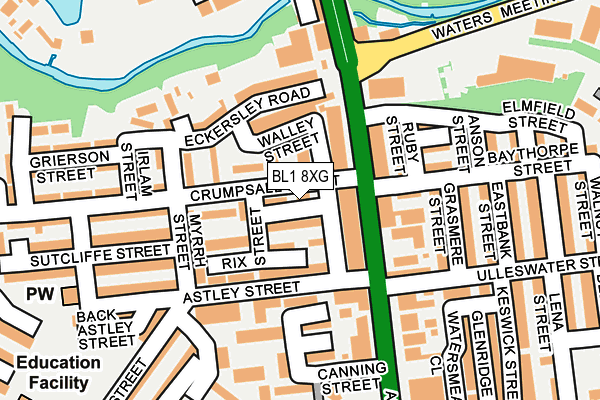 BL1 8XG map - OS OpenMap – Local (Ordnance Survey)