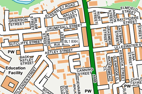 BL1 8XH map - OS OpenMap – Local (Ordnance Survey)