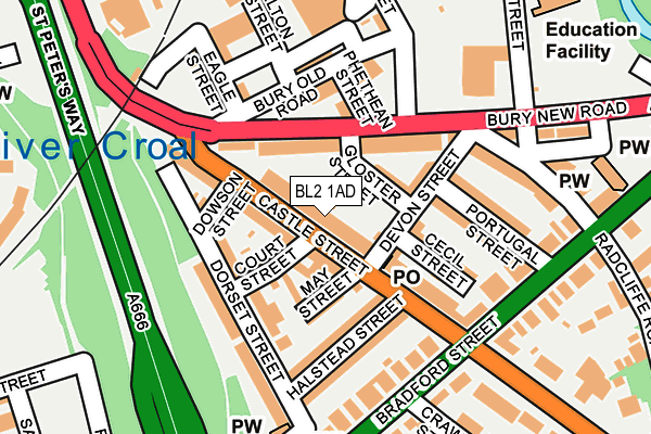 BL2 1AD map - OS OpenMap – Local (Ordnance Survey)