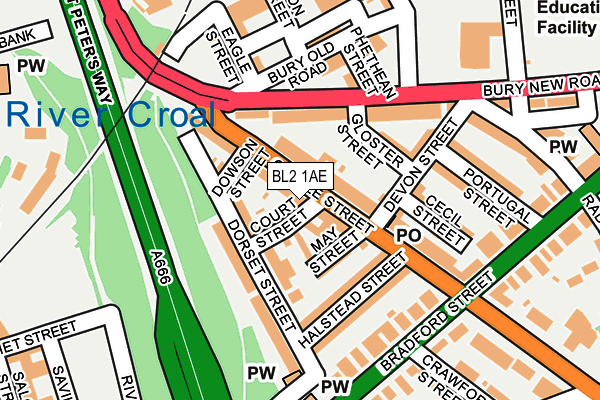 BL2 1AE map - OS OpenMap – Local (Ordnance Survey)