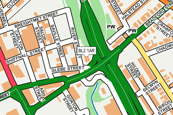 BL2 1AR map - OS OpenMap – Local (Ordnance Survey)