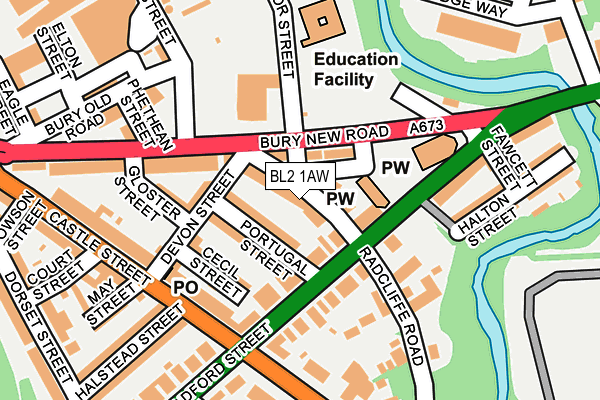 BL2 1AW map - OS OpenMap – Local (Ordnance Survey)