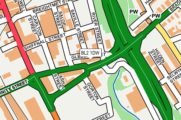 BL2 1DW map - OS OpenMap – Local (Ordnance Survey)