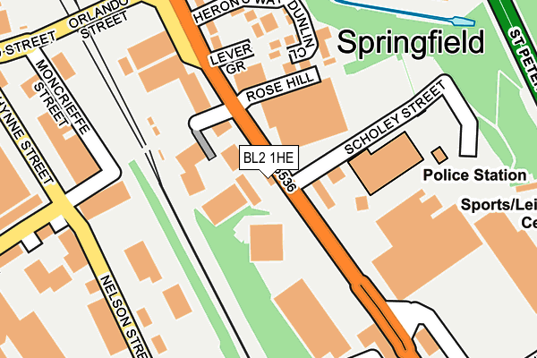 BL2 1HE map - OS OpenMap – Local (Ordnance Survey)
