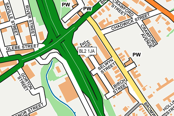 BL2 1JA map - OS OpenMap – Local (Ordnance Survey)