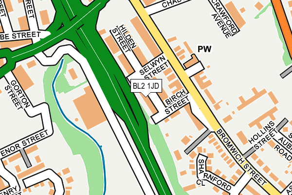 BL2 1JD map - OS OpenMap – Local (Ordnance Survey)