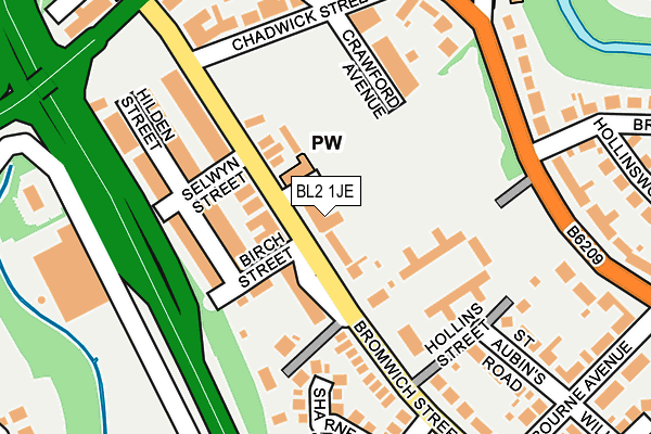 BL2 1JE map - OS OpenMap – Local (Ordnance Survey)