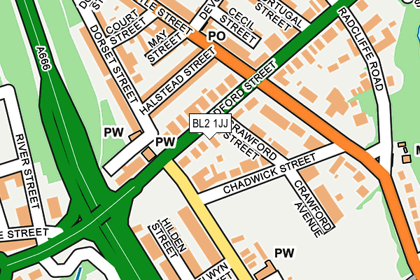 BL2 1JJ map - OS OpenMap – Local (Ordnance Survey)
