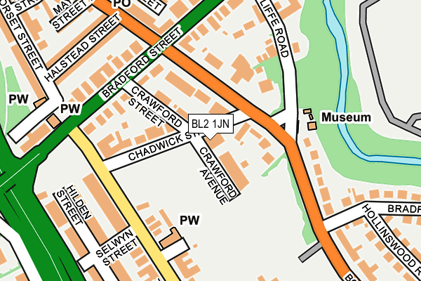 BL2 1JN map - OS OpenMap – Local (Ordnance Survey)