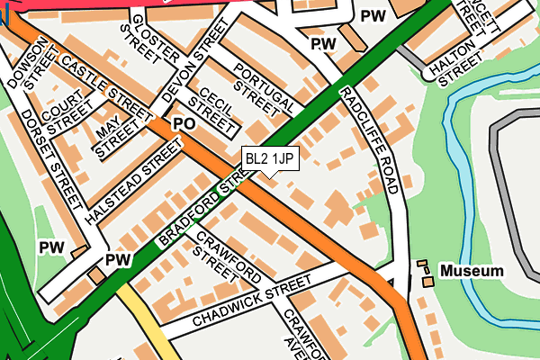 BL2 1JP map - OS OpenMap – Local (Ordnance Survey)