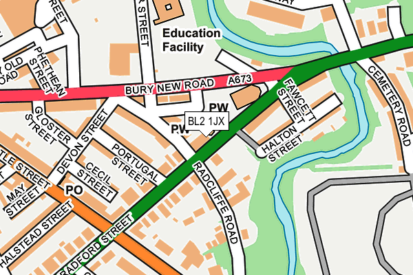 BL2 1JX map - OS OpenMap – Local (Ordnance Survey)