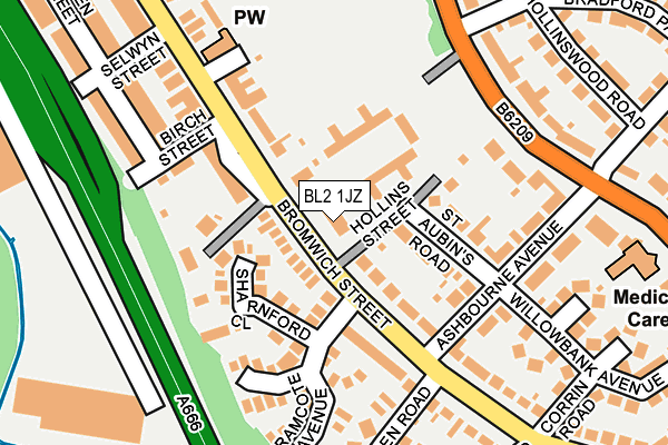 BL2 1JZ map - OS OpenMap – Local (Ordnance Survey)