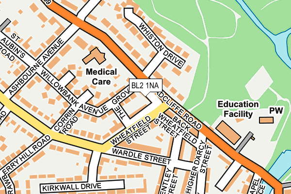 BL2 1NA map - OS OpenMap – Local (Ordnance Survey)