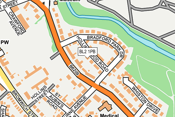 BL2 1PB map - OS OpenMap – Local (Ordnance Survey)