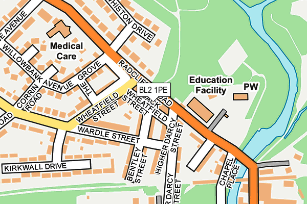 BL2 1PE map - OS OpenMap – Local (Ordnance Survey)