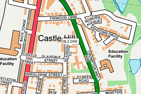 BL2 2HW map - OS OpenMap – Local (Ordnance Survey)