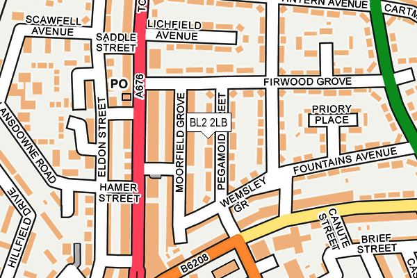 BL2 2LB map - OS OpenMap – Local (Ordnance Survey)