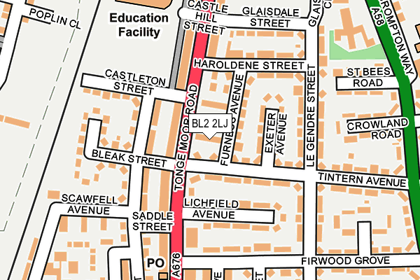 BL2 2LJ map - OS OpenMap – Local (Ordnance Survey)