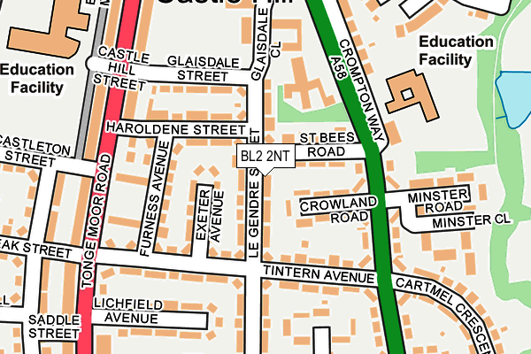 BL2 2NT map - OS OpenMap – Local (Ordnance Survey)