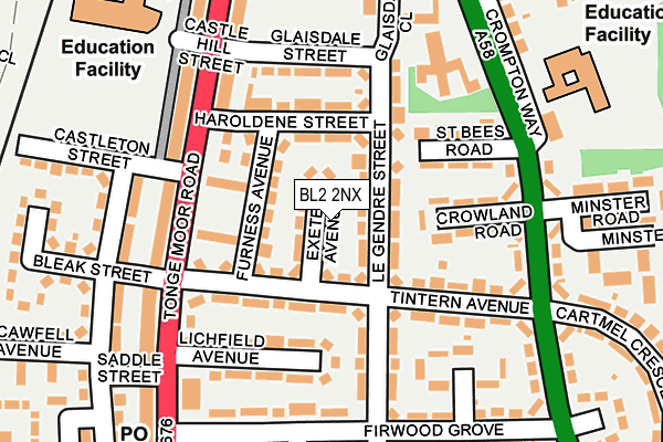 BL2 2NX map - OS OpenMap – Local (Ordnance Survey)