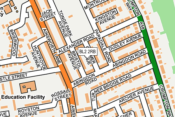 BL2 2RB map - OS OpenMap – Local (Ordnance Survey)