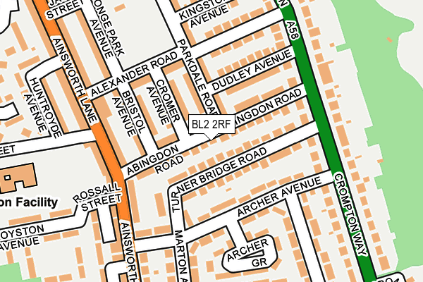 BL2 2RF map - OS OpenMap – Local (Ordnance Survey)