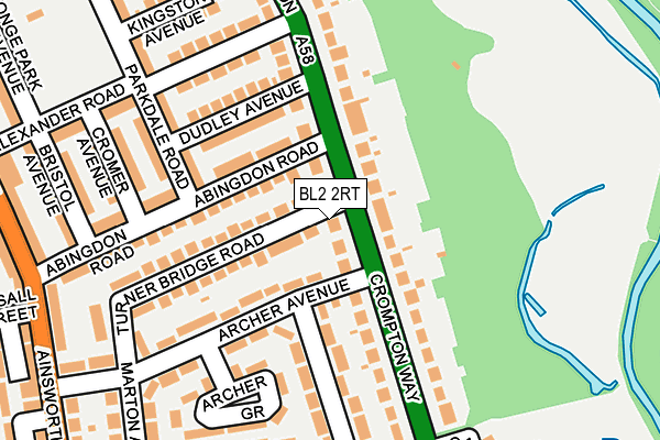 BL2 2RT map - OS OpenMap – Local (Ordnance Survey)