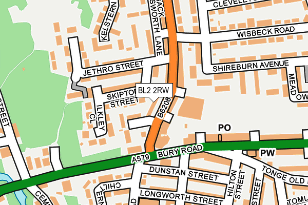 BL2 2RW map - OS OpenMap – Local (Ordnance Survey)