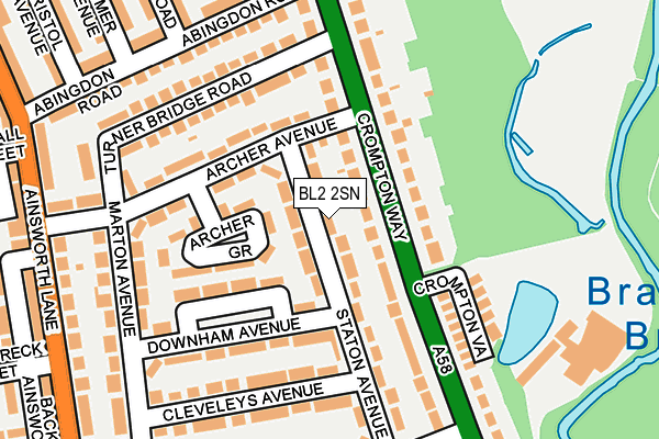 BL2 2SN map - OS OpenMap – Local (Ordnance Survey)