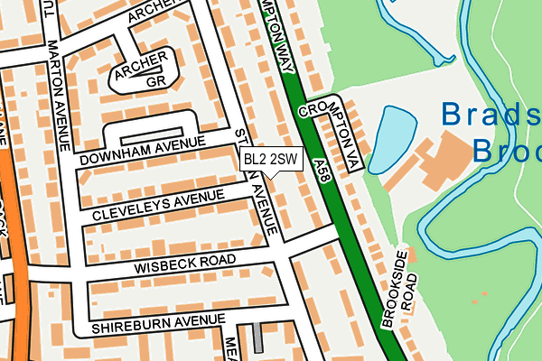 BL2 2SW map - OS OpenMap – Local (Ordnance Survey)