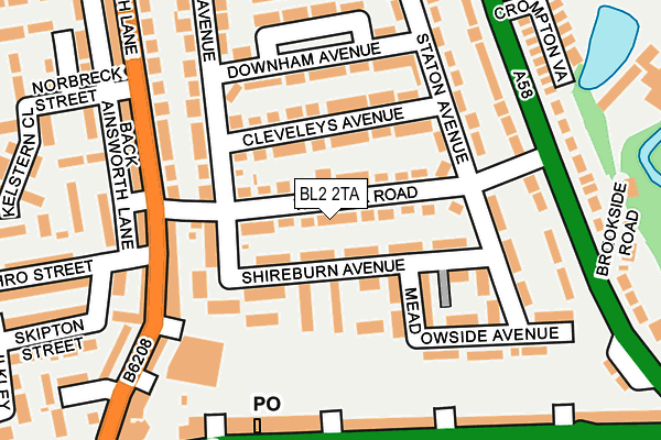 BL2 2TA map - OS OpenMap – Local (Ordnance Survey)