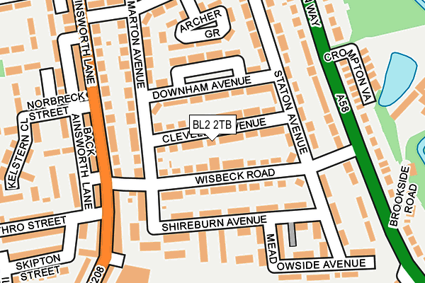BL2 2TB map - OS OpenMap – Local (Ordnance Survey)