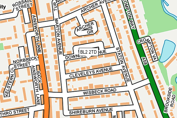 BL2 2TD map - OS OpenMap – Local (Ordnance Survey)