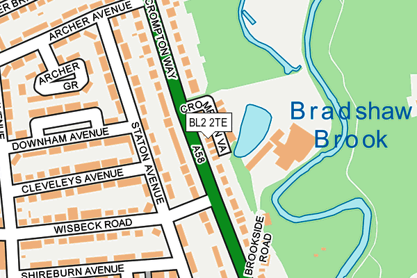 BL2 2TE map - OS OpenMap – Local (Ordnance Survey)