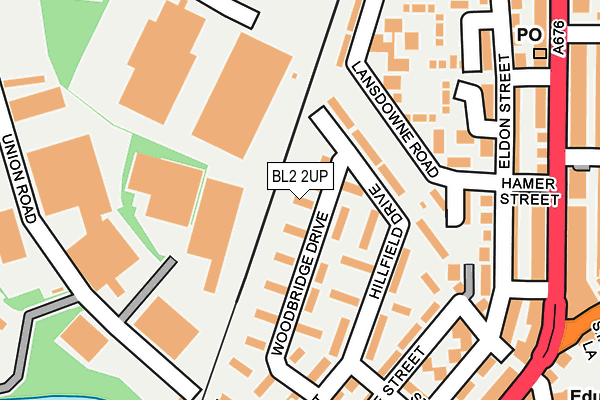 BL2 2UP map - OS OpenMap – Local (Ordnance Survey)