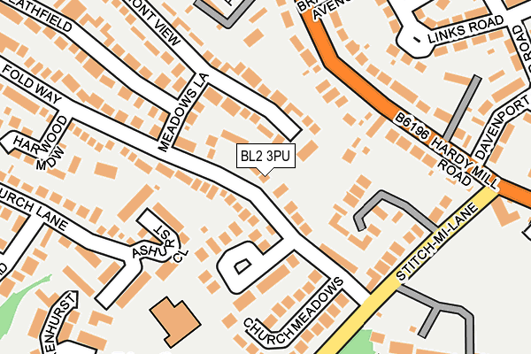 BL2 3PU map - OS OpenMap – Local (Ordnance Survey)