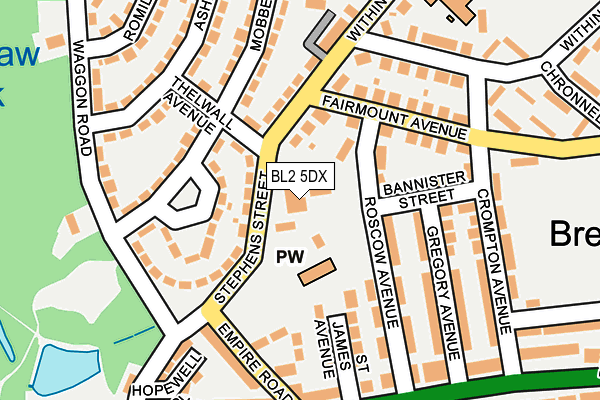 BL2 5DX map - OS OpenMap – Local (Ordnance Survey)