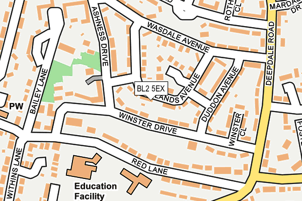 BL2 5EX map - OS OpenMap – Local (Ordnance Survey)