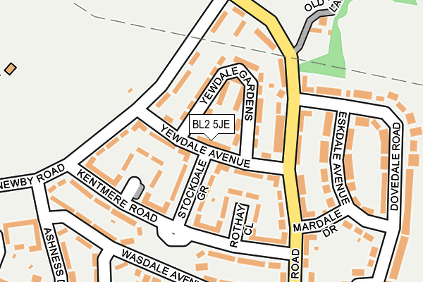 BL2 5JE map - OS OpenMap – Local (Ordnance Survey)