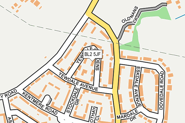 BL2 5JF map - OS OpenMap – Local (Ordnance Survey)