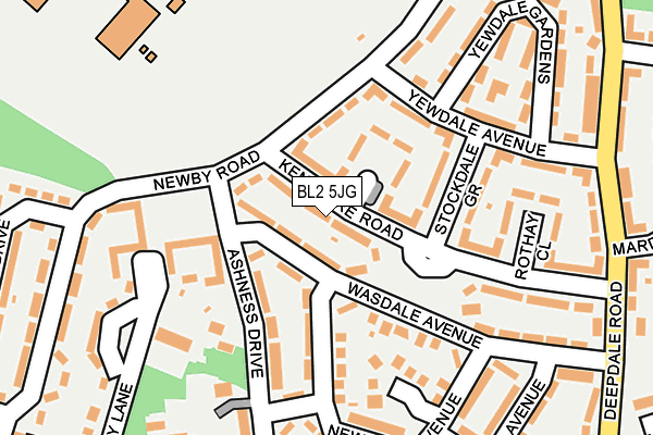 BL2 5JG map - OS OpenMap – Local (Ordnance Survey)