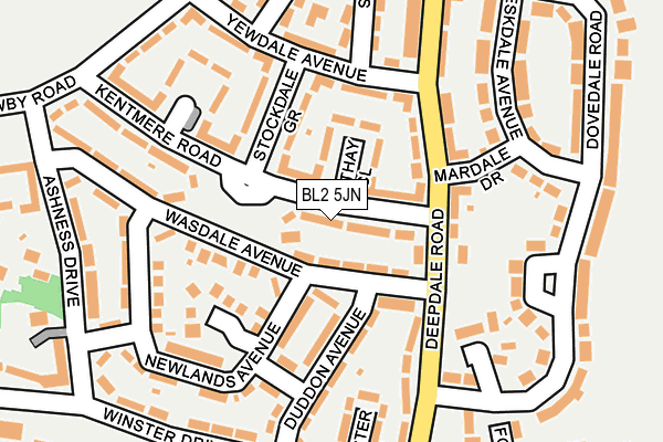 BL2 5JN map - OS OpenMap – Local (Ordnance Survey)