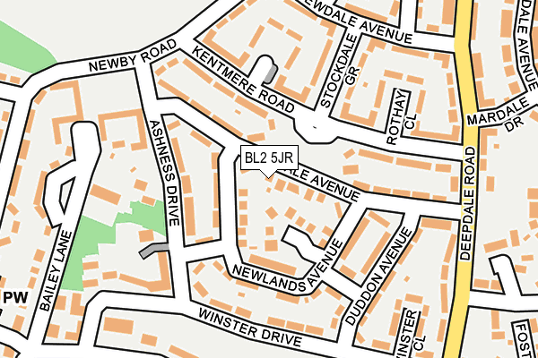 BL2 5JR map - OS OpenMap – Local (Ordnance Survey)