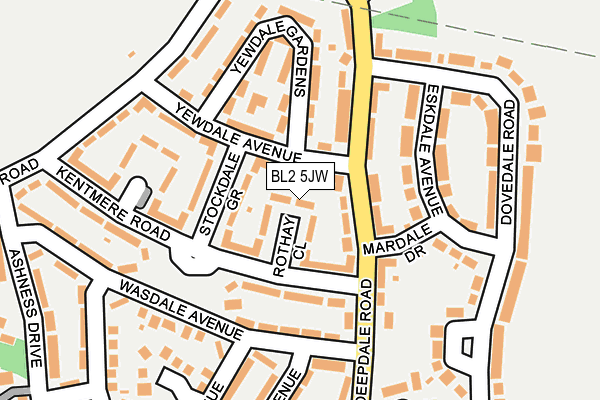 BL2 5JW map - OS OpenMap – Local (Ordnance Survey)