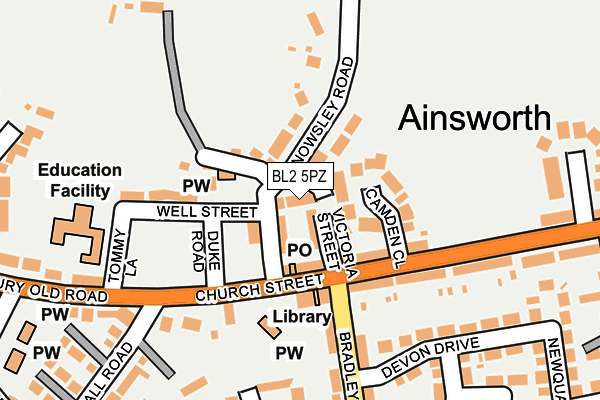 BL2 5PZ map - OS OpenMap – Local (Ordnance Survey)