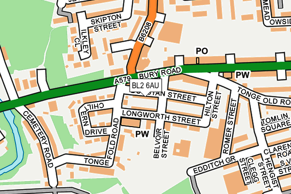 BL2 6AU map - OS OpenMap – Local (Ordnance Survey)