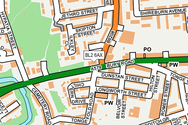 BL2 6AX map - OS OpenMap – Local (Ordnance Survey)